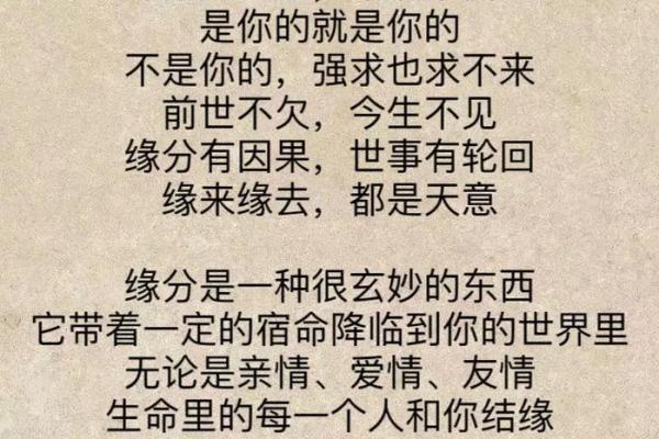命也欠缘：探讨人与人之间的缘分与命运关系